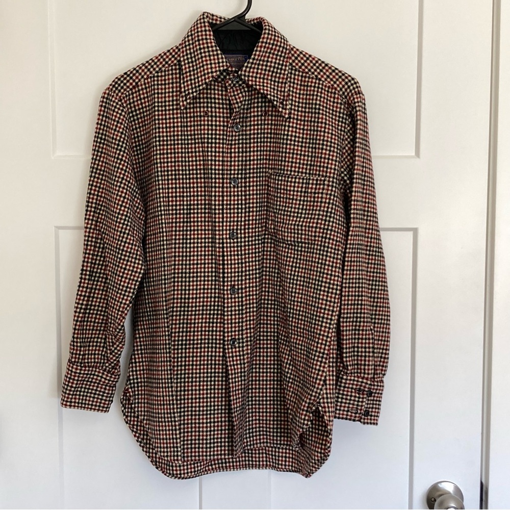 Vintage Pendleton 1970-1994 Men’s Brown Plaid But… - image 1